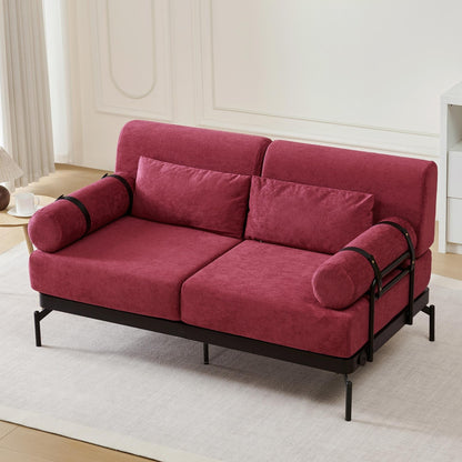 Modern Loveseat Sofa 59 Sofa Couch 2-Seater with Flexible USB Ports and Unique Cylindrical Armrests