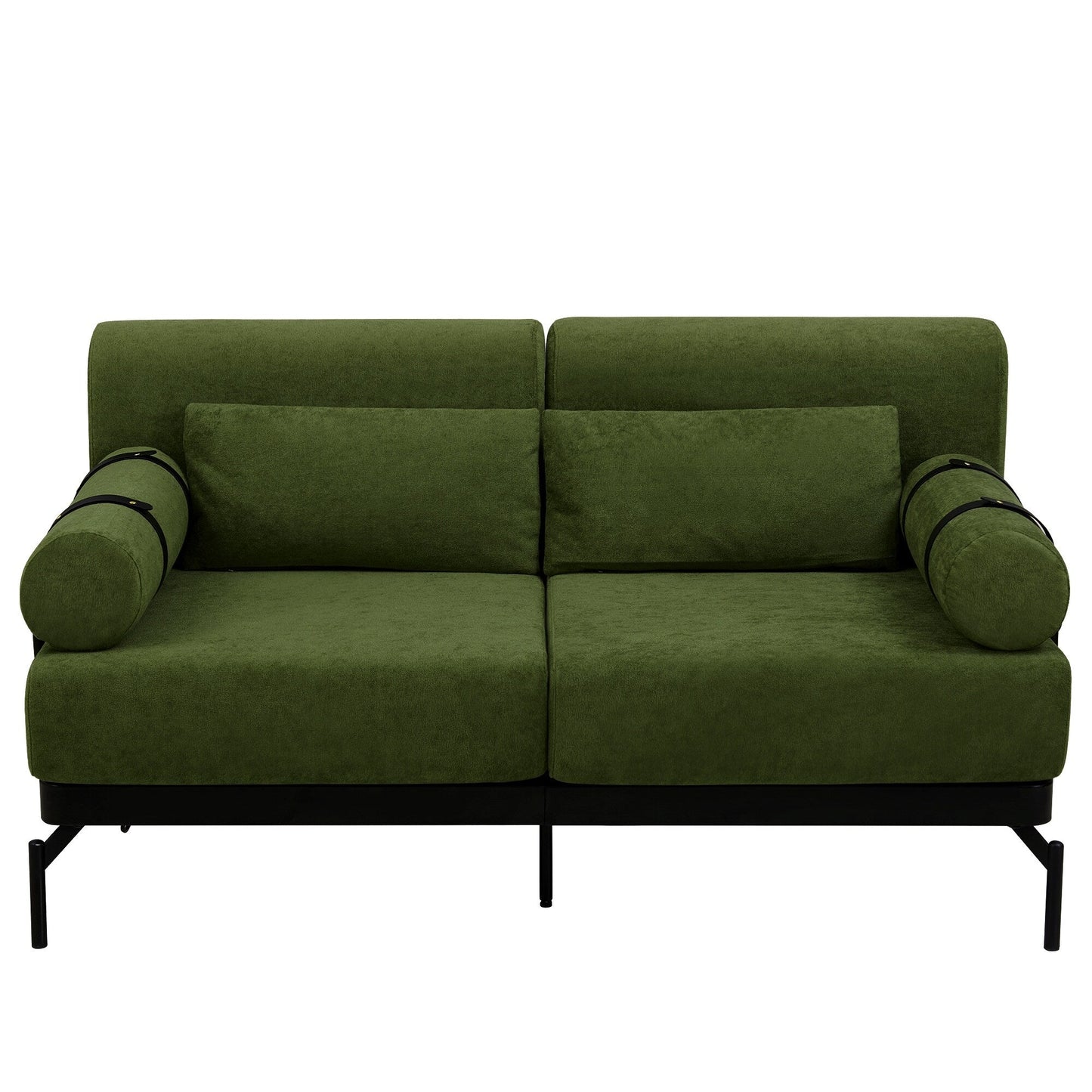 Modern Loveseat Sofa with Flexible USB Ports and Unique Cylindrical Armrests