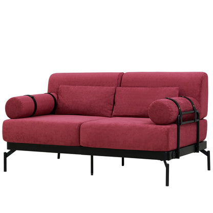 Modern Loveseat Sofa with Flexible USB Ports and Unique Cylindrical Armrests