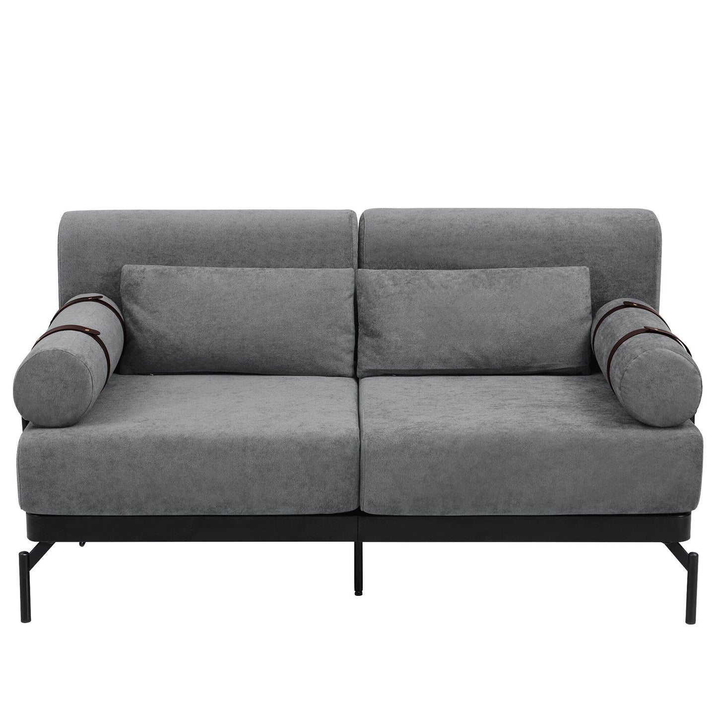 Modern Loveseat Sofa with Flexible USB Ports and Unique Cylindrical Armrests