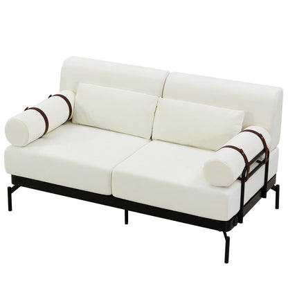 Modern Loveseat Sofa with Flexible USB Ports and Unique Cylindrical Armrests