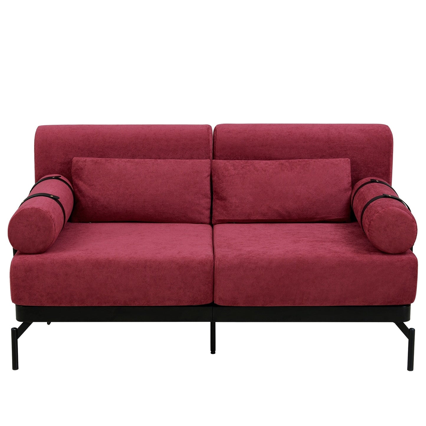 Modern Loveseat Sofa with Flexible USB Ports and Unique Cylindrical Armrests