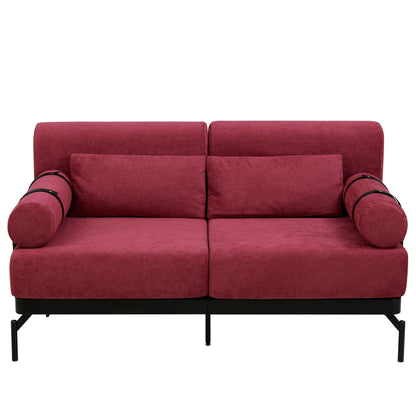 Modern Loveseat Sofa with Flexible USB Ports and Unique Cylindrical Armrests