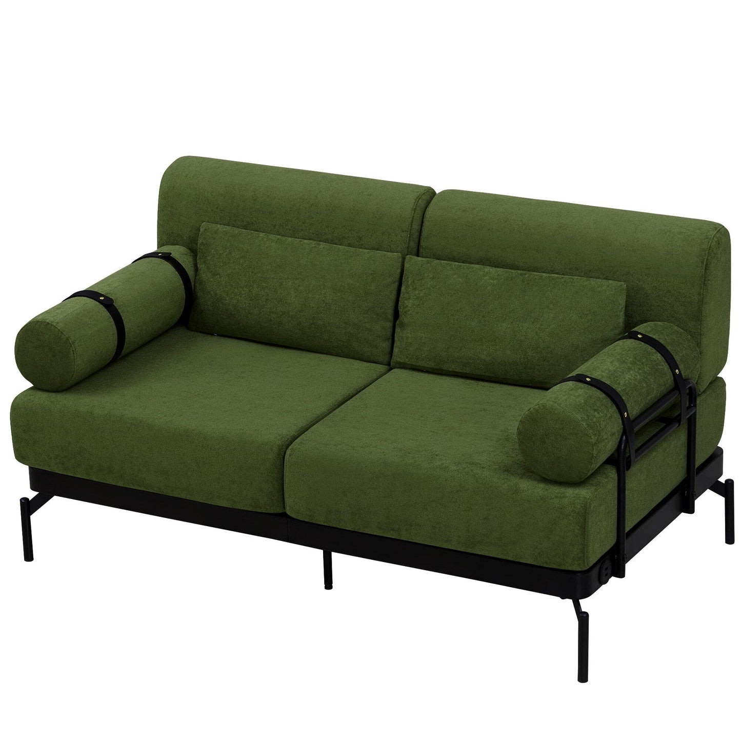 Modern Loveseat Sofa with Flexible USB Ports and Unique Cylindrical Armrests