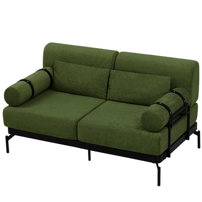 Modern Loveseat Sofa with Flexible USB Ports and Unique Cylindrical Armrests