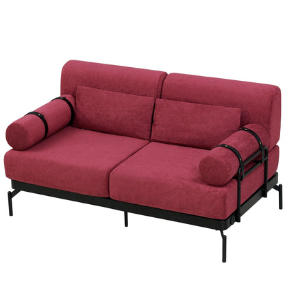 Modern Loveseat Sofa with Flexible USB Ports and Unique Cylindrical Armrests
