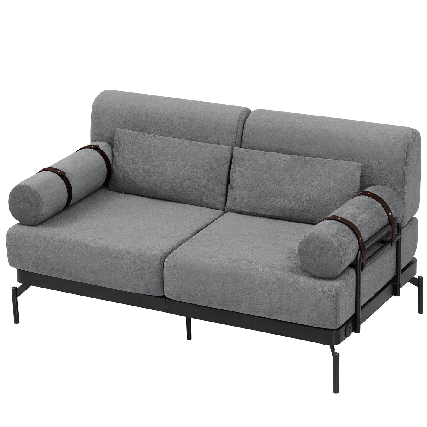 Modern Loveseat Sofa with Flexible USB Ports and Unique Cylindrical Armrests