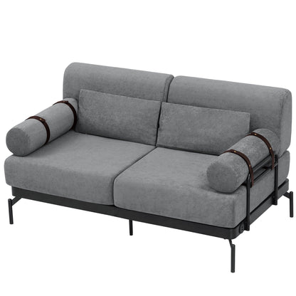 Modern Loveseat Sofa with Flexible USB Ports and Unique Cylindrical Armrests