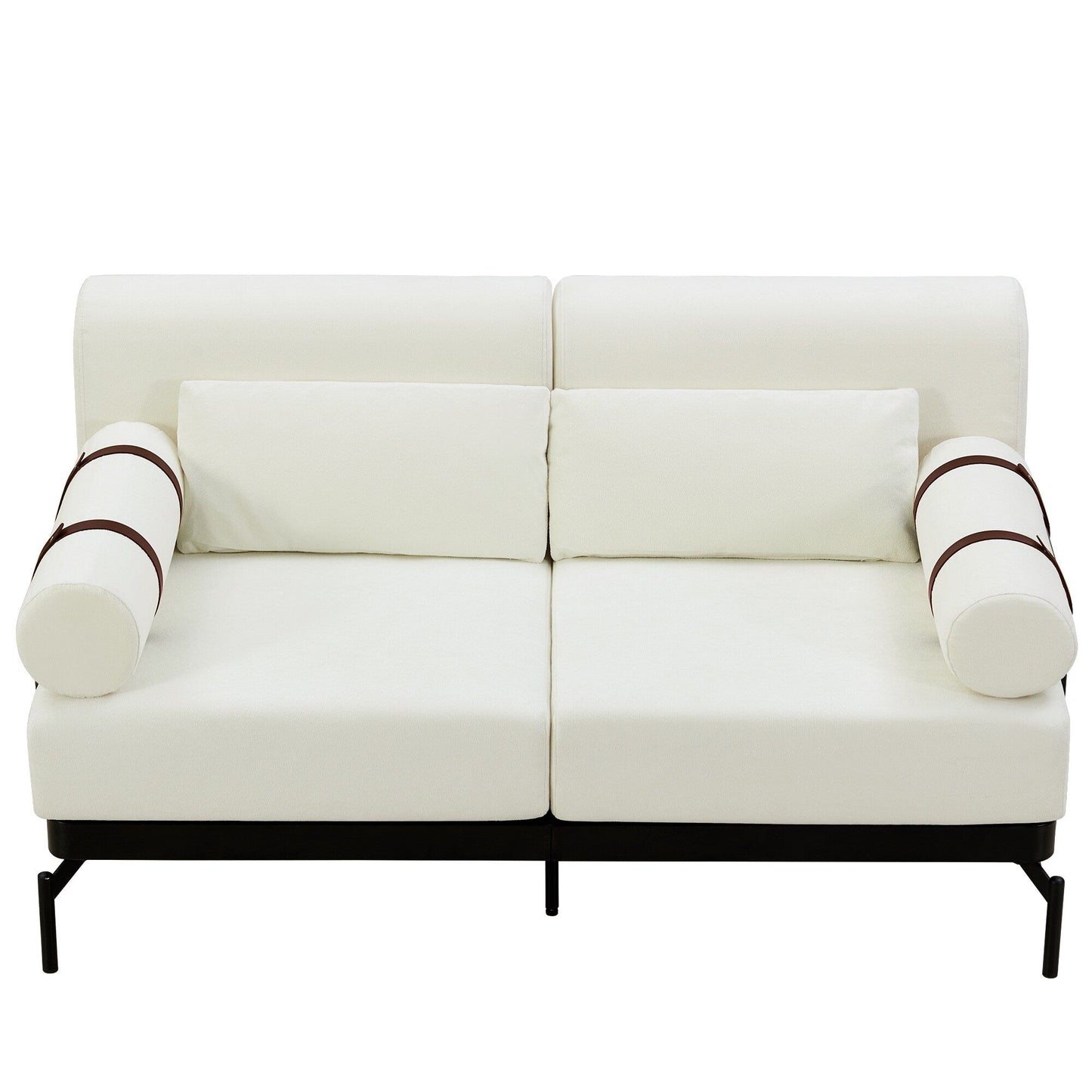 Modern Loveseat Sofa with Flexible USB Ports and Unique Cylindrical Armrests