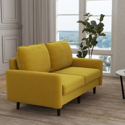 Modern Loveseat Velvet Wood Legs Sofa