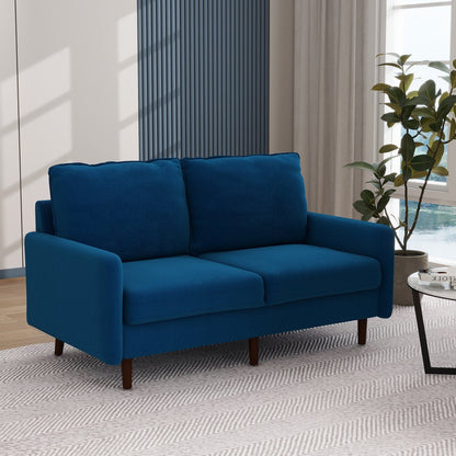 Modern Loveseat Velvet Wood Legs Sofa