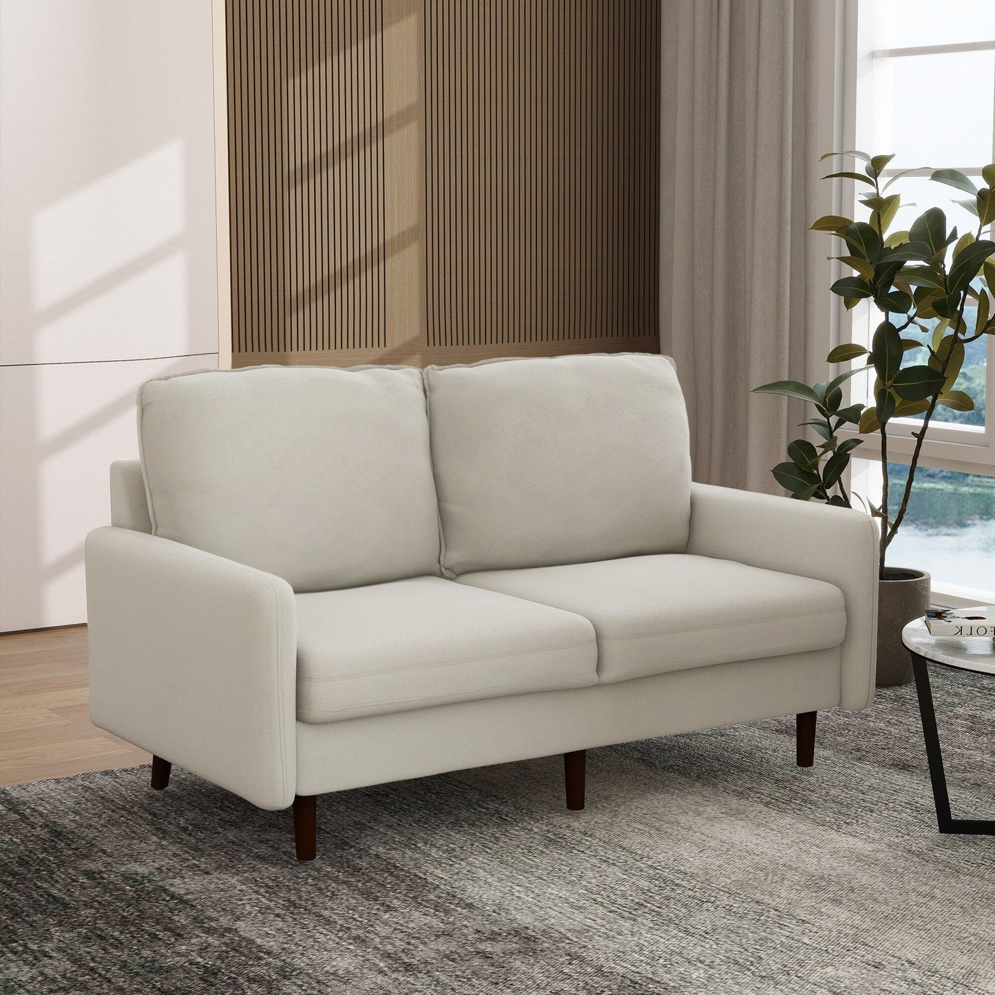 Modern Loveseat Velvet Wood Legs Sofa