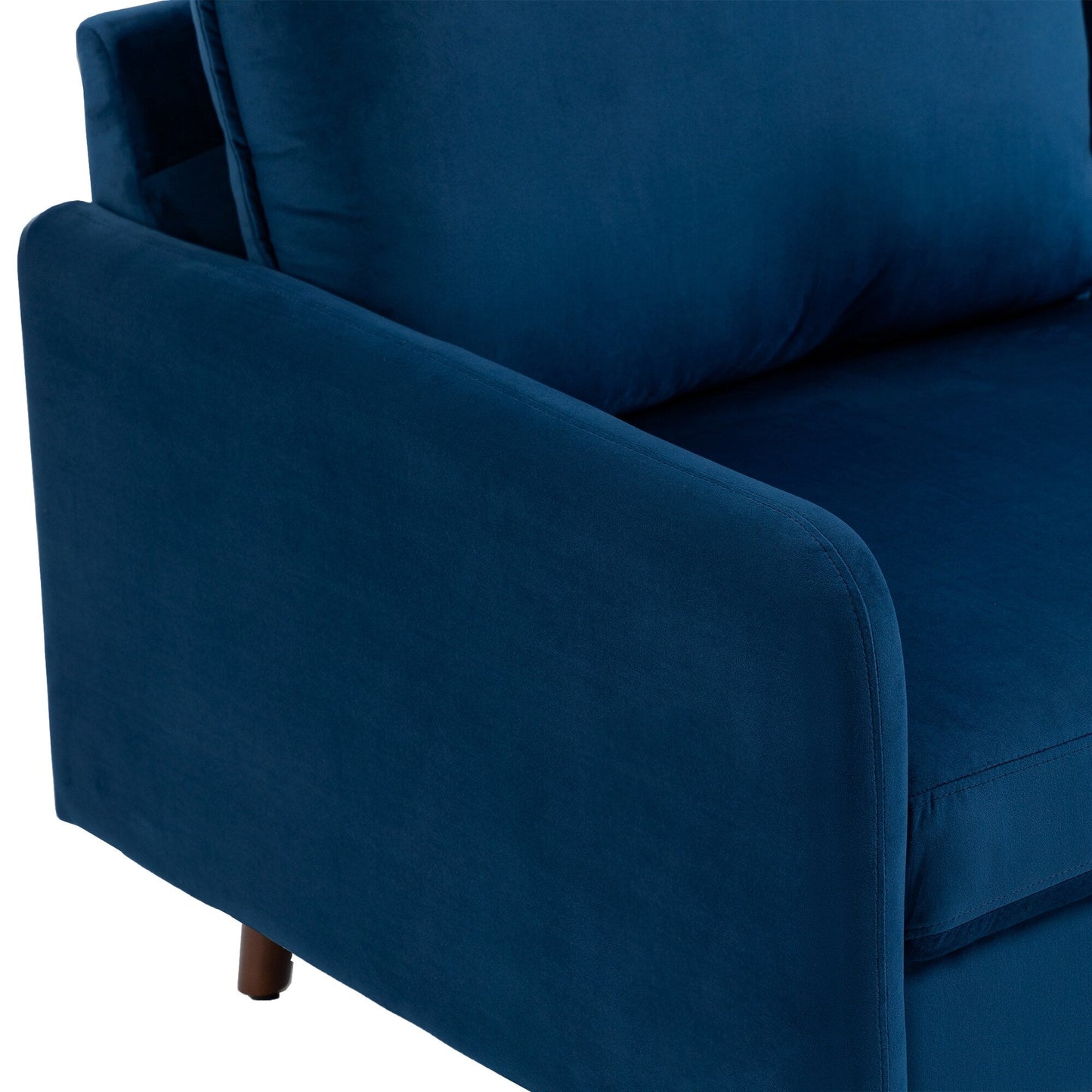 Modern Loveseat Velvet Wood Legs Sofa