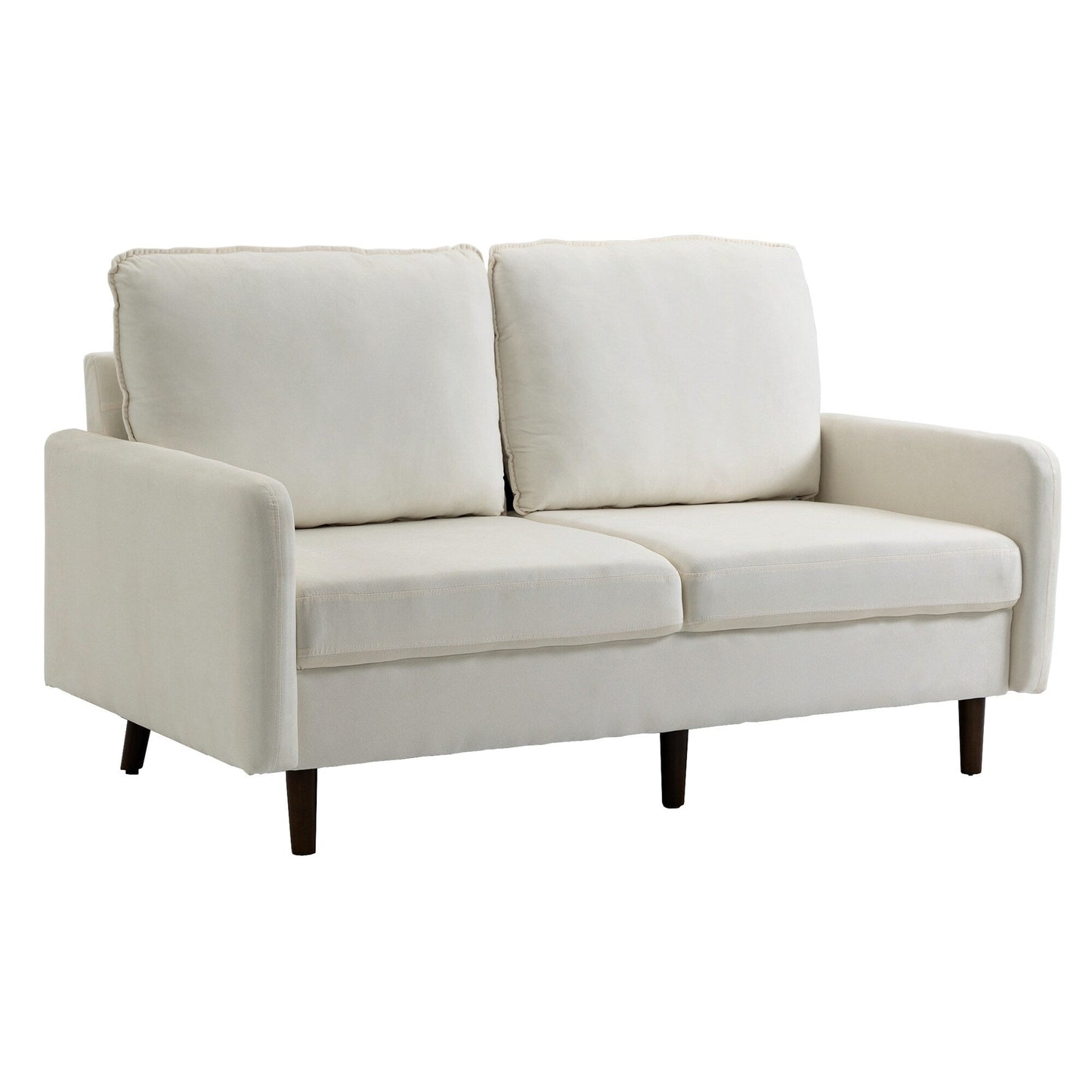 Modern Loveseat Velvet Wood Legs Sofa