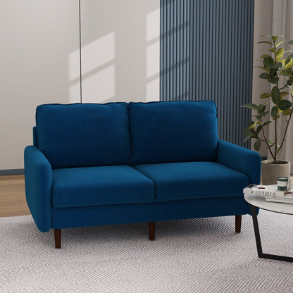Modern Loveseat Velvet Wood Legs Sofa