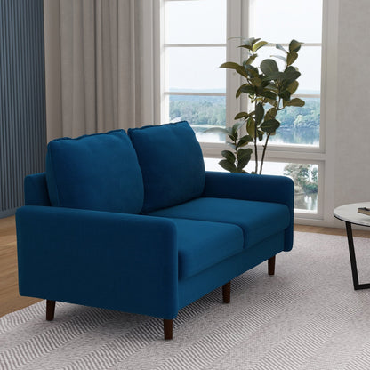 Modern Loveseat Velvet Wood Legs Sofa