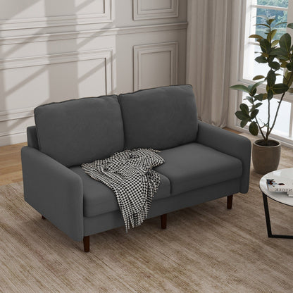 Modern Loveseat Velvet Wood Legs Sofa