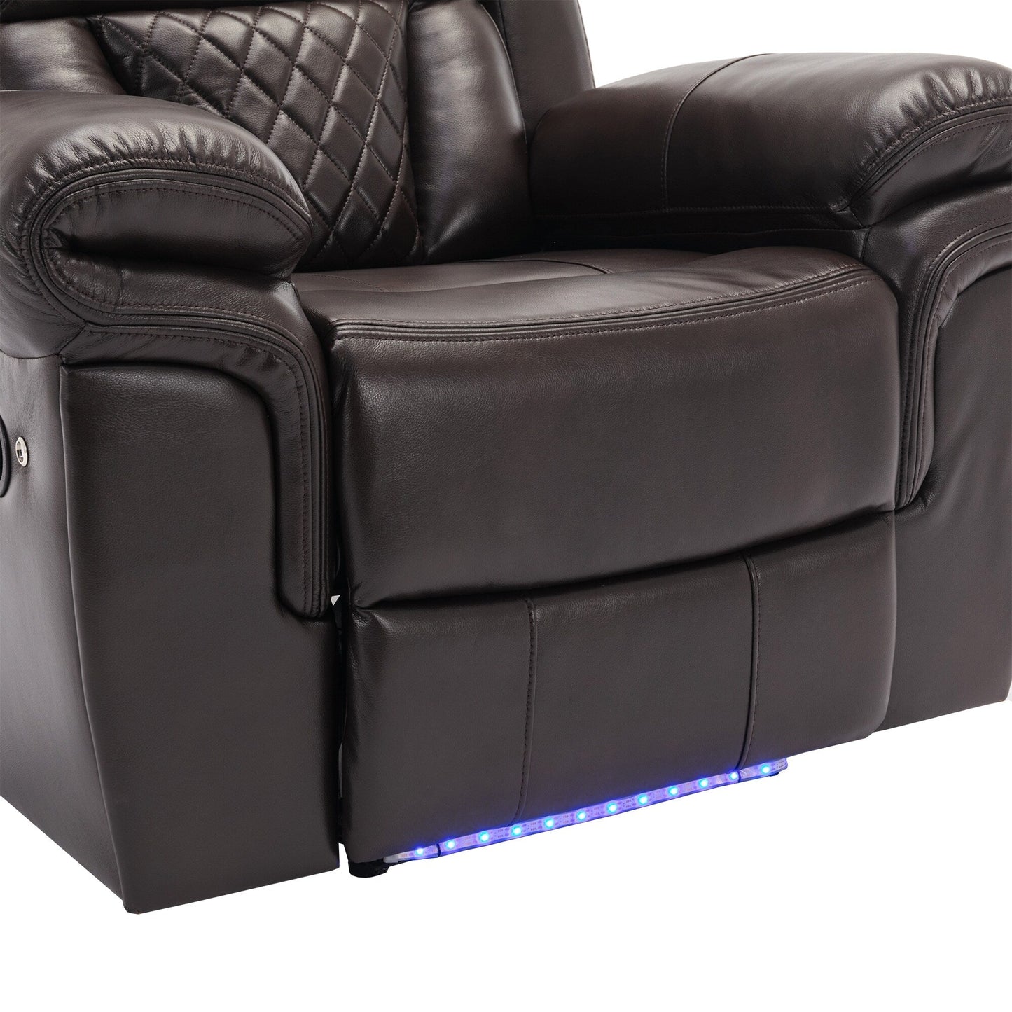 Modern Manual Home Theater Recliner Chair with LED Light Strip, Adjustable Backrest and Footrest for Living Room or Bedroom
