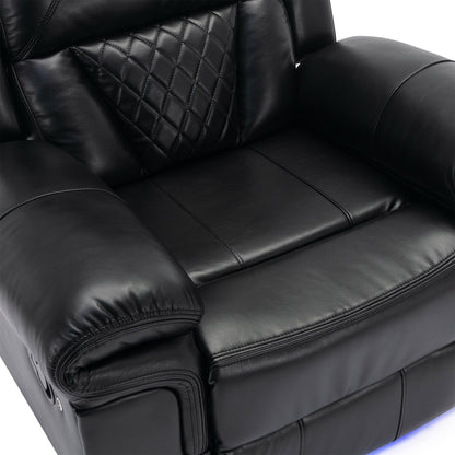 Modern Manual Home Theater Recliner Chair with LED Light Strip, Adjustable Backrest and Footrest for Living Room or Bedroom