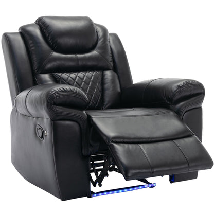 Modern Manual Home Theater Recliner Chair with LED Light Strip, Adjustable Backrest and Footrest for Living Room or Bedroom