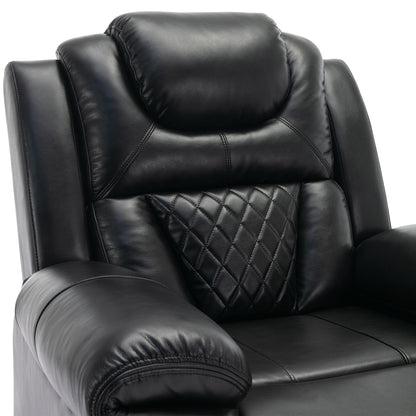 Modern Manual Home Theater Recliner Chair with LED Light Strip, Adjustable Backrest and Footrest for Living Room or Bedroom