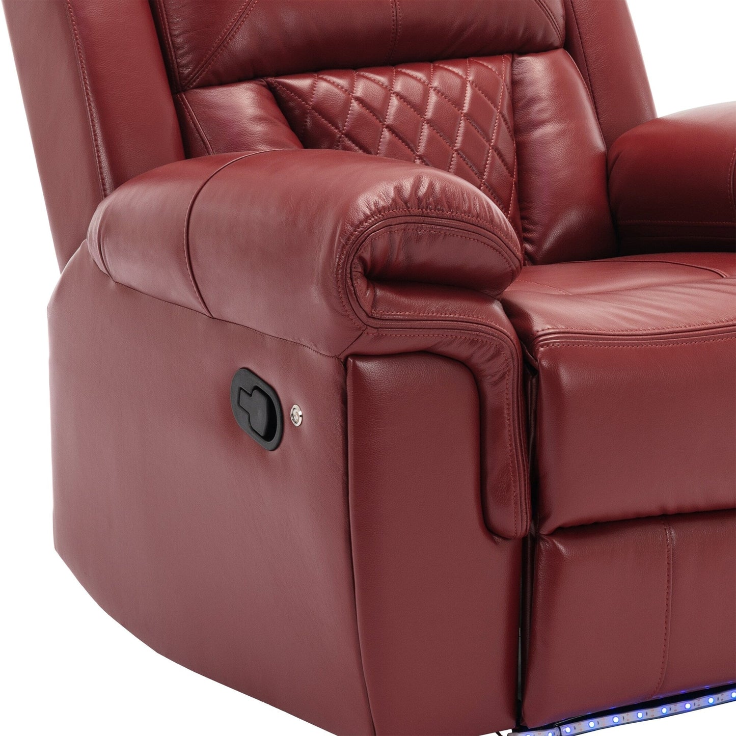 Modern Manual Home Theater Recliner Chair with LED Light Strip, Adjustable Backrest and Footrest for Living Room or Bedroom