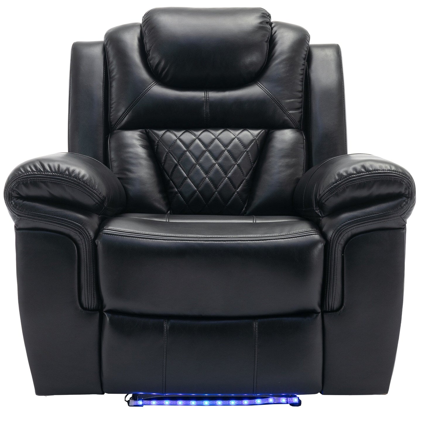 Modern Manual Home Theater Recliner Chair with LED Light Strip, Adjustable Backrest and Footrest for Living Room or Bedroom