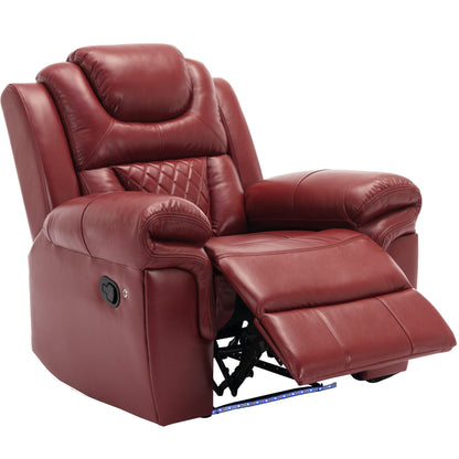 Modern Manual Home Theater Recliner Chair with LED Light Strip, Adjustable Backrest and Footrest for Living Room or Bedroom