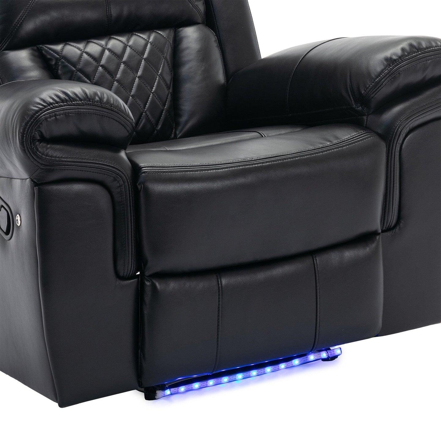 Modern Manual Home Theater Recliner Chair with LED Light Strip, Adjustable Backrest and Footrest for Living Room or Bedroom