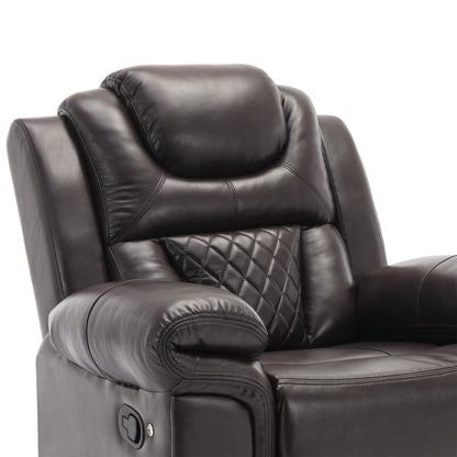 Modern Manual Home Theater Recliner Chair with LED Light Strip, Adjustable Backrest and Footrest for Living Room or Bedroom