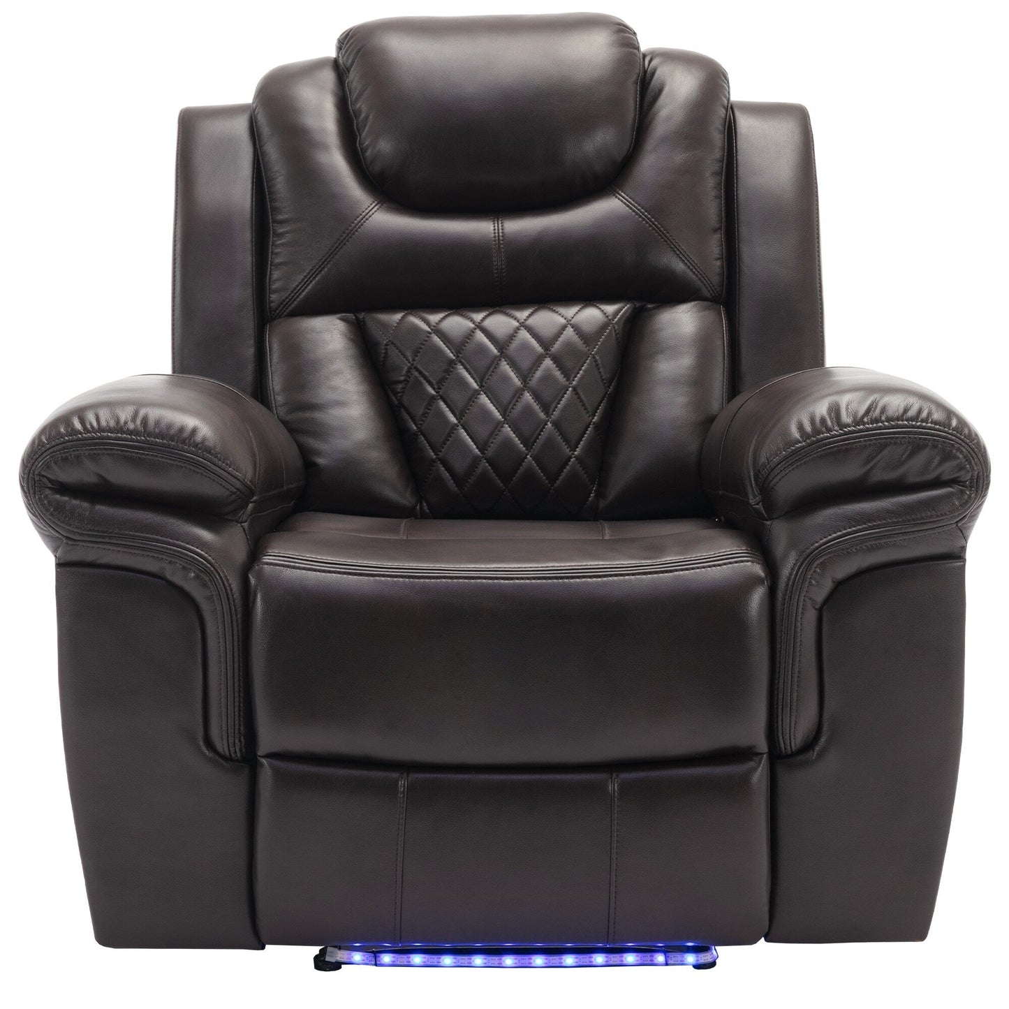 Modern Manual Home Theater Recliner Chair with LED Light Strip, Adjustable Backrest and Footrest for Living Room or Bedroom