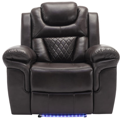 Modern Manual Home Theater Recliner Chair with LED Light Strip, Adjustable Backrest and Footrest for Living Room or Bedroom