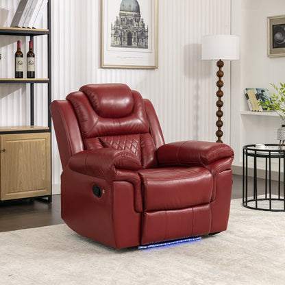 Modern Manual Home Theater Recliner Chair with LED Light Strip, Adjustable Backrest and Footrest for Living Room or Bedroom