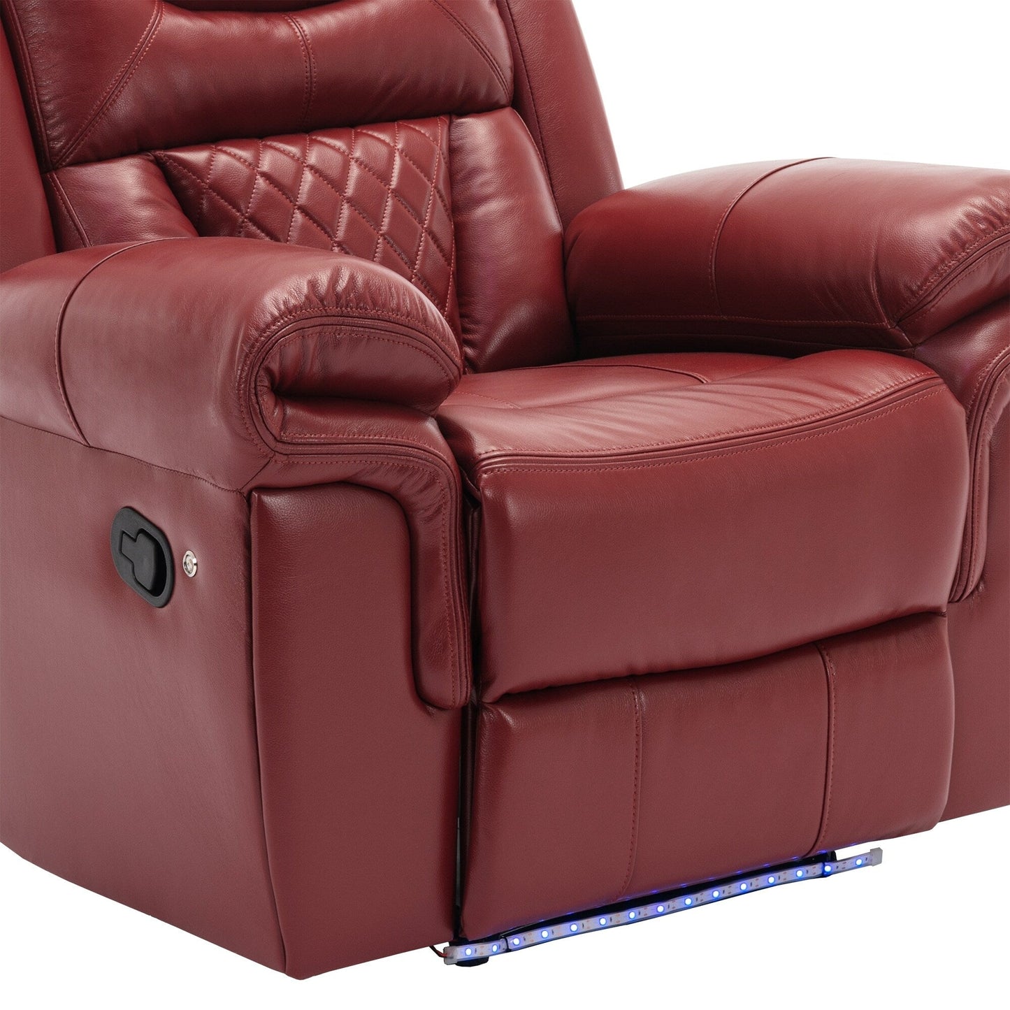 Modern Manual Home Theater Recliner Chair with LED Light Strip, Adjustable Backrest and Footrest for Living Room or Bedroom