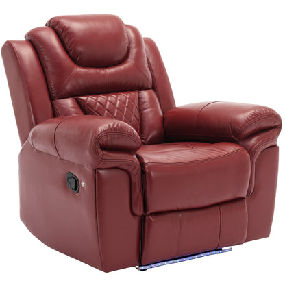 Modern Manual Home Theater Recliner Chair with LED Light Strip, Adjustable Backrest and Footrest for Living Room or Bedroom