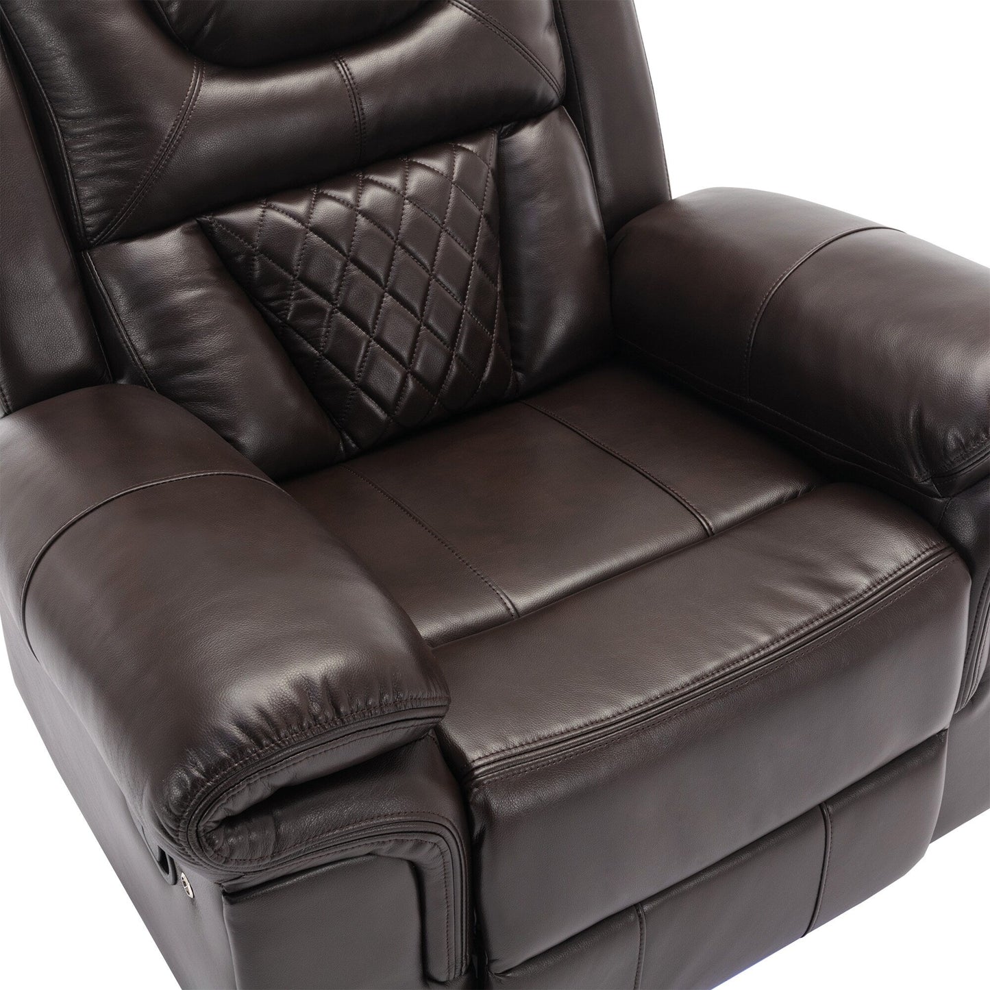 Modern Manual Home Theater Recliner Chair with LED Light Strip, Adjustable Backrest and Footrest for Living Room or Bedroom