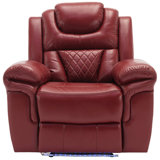 Modern Manual Home Theater Recliner Chair with LED Light Strip, Adjustable Backrest and Footrest for Living Room or Bedroom