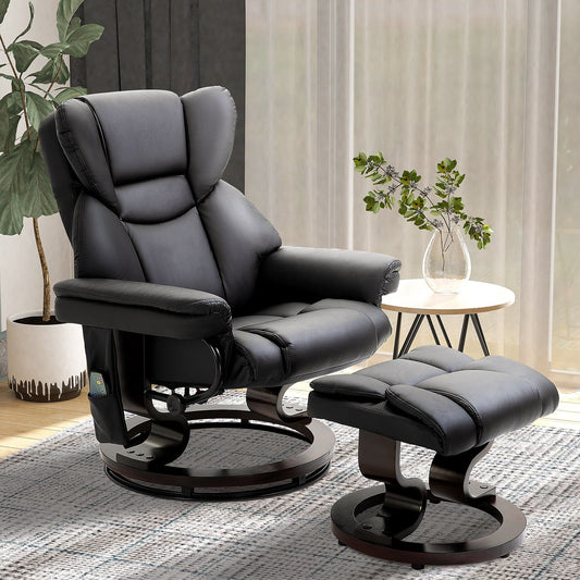 Modern Massage Recliner Chair Adjustable PU Leather Armchair 360Â° Swivel Lounge Chair with Footrest and Remote