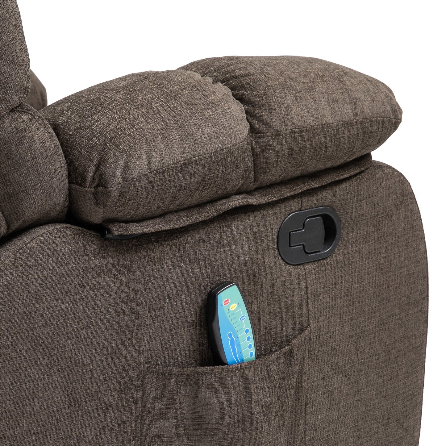 Modern Massage Recliner Chair with Pillow Tufting, 5 Modes, Remote Control and Manual Pull Recline