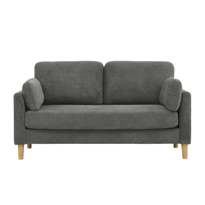 Modern Minimalist 2-Seater Sofa with sturdy wooden legs,plush backrest and armrest cushions