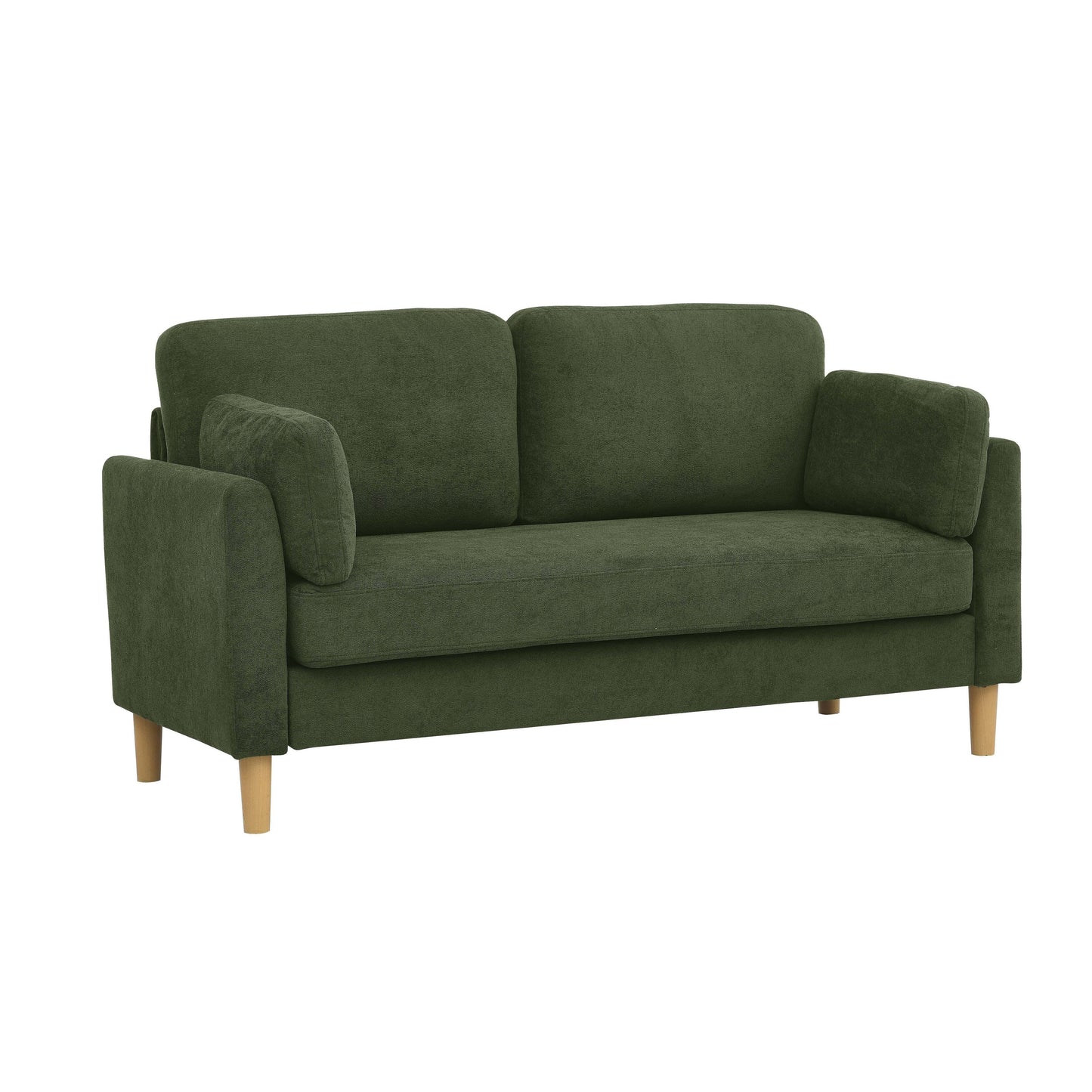 Modern Minimalist 2-Seater Sofa with sturdy wooden legs,plush backrest and armrest cushions
