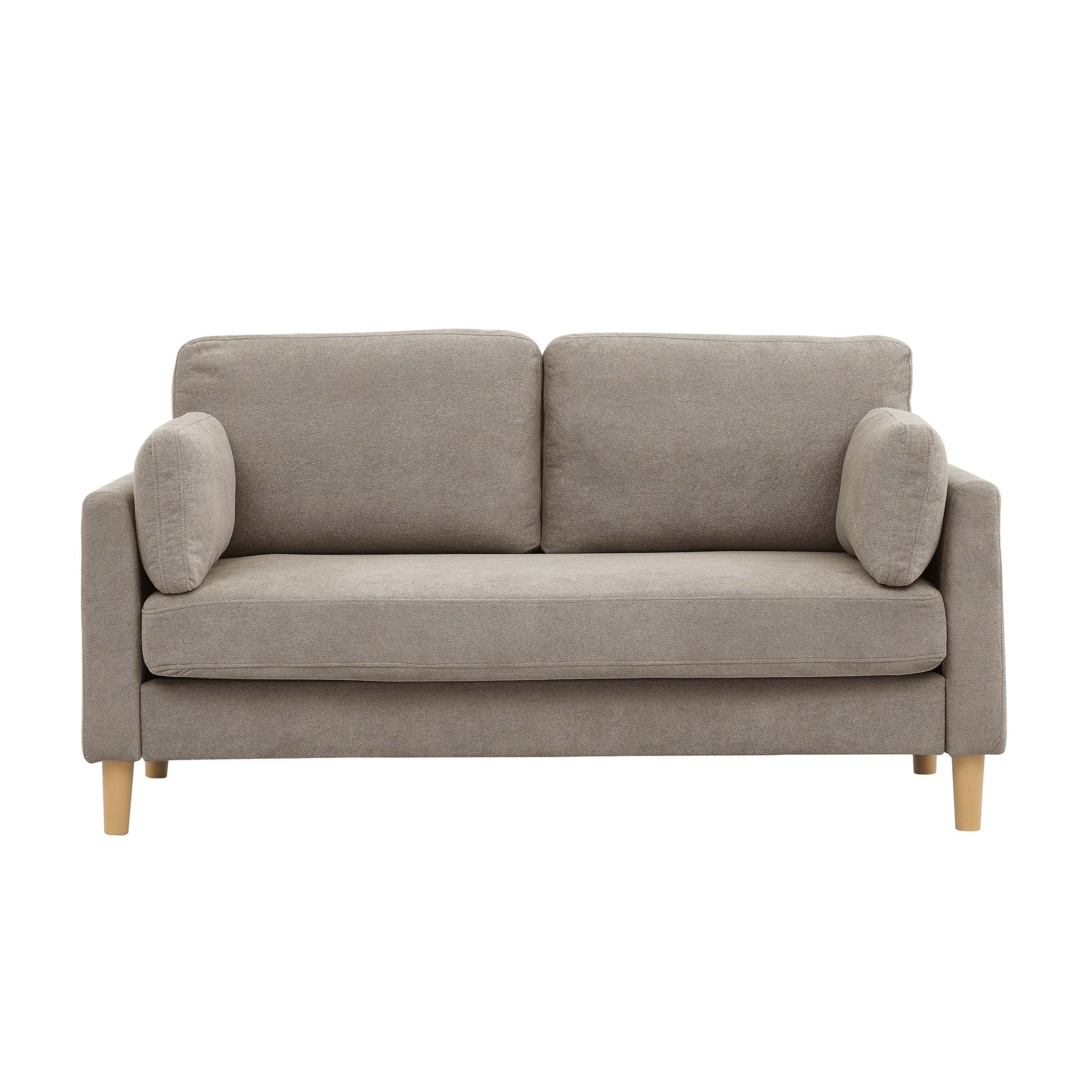 Modern Minimalist 2-Seater Sofa with sturdy wooden legs,plush backrest and armrest cushions