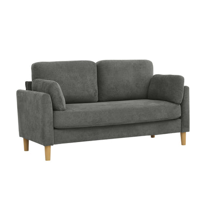 Modern Minimalist 2-Seater Sofa with sturdy wooden legs,plush backrest and armrest cushions