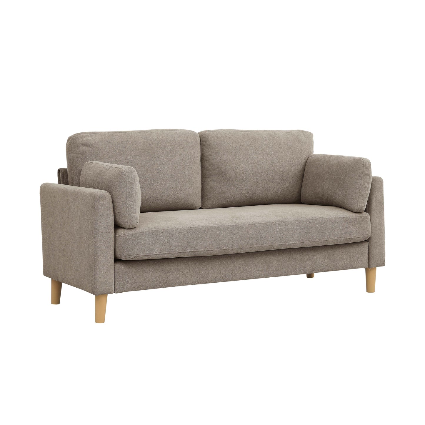 Modern Minimalist 2-Seater Sofa with sturdy wooden legs,plush backrest and armrest cushions