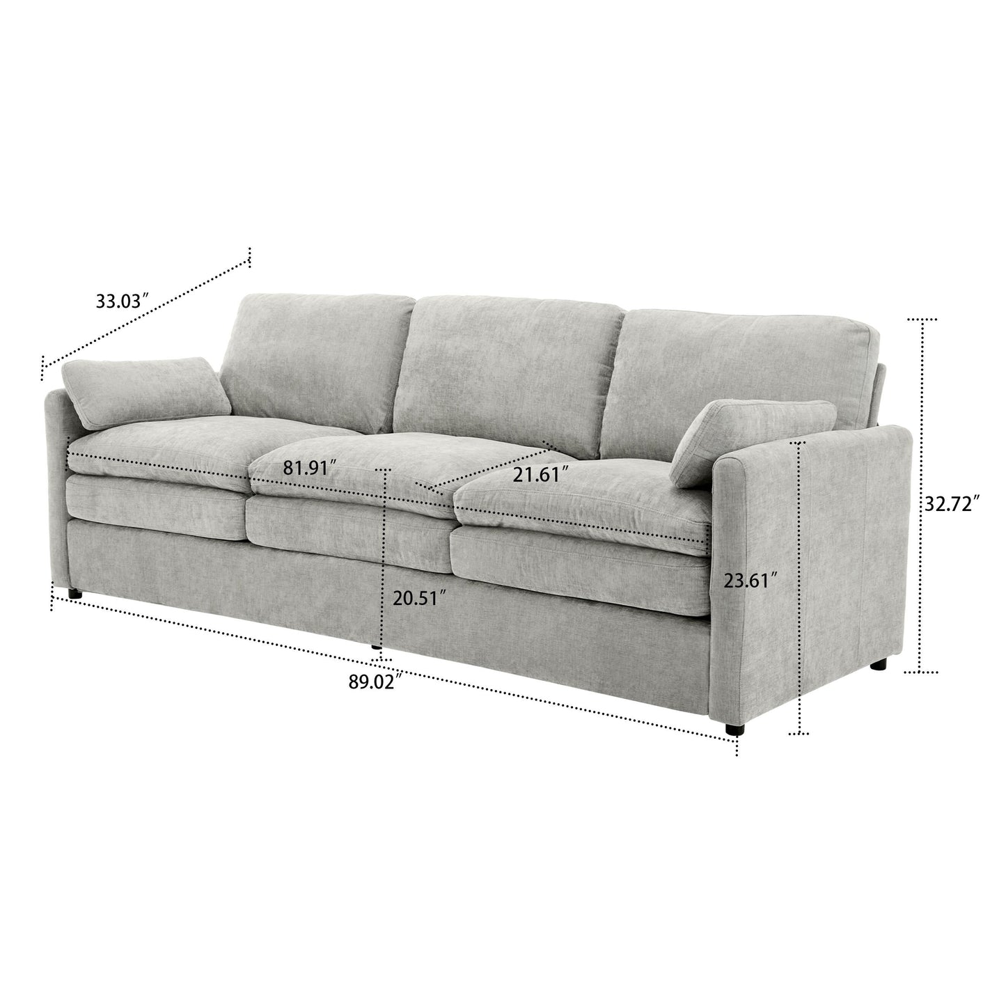 Modern Minimalist Chenille Fabric Upholstered Living Room Sofa