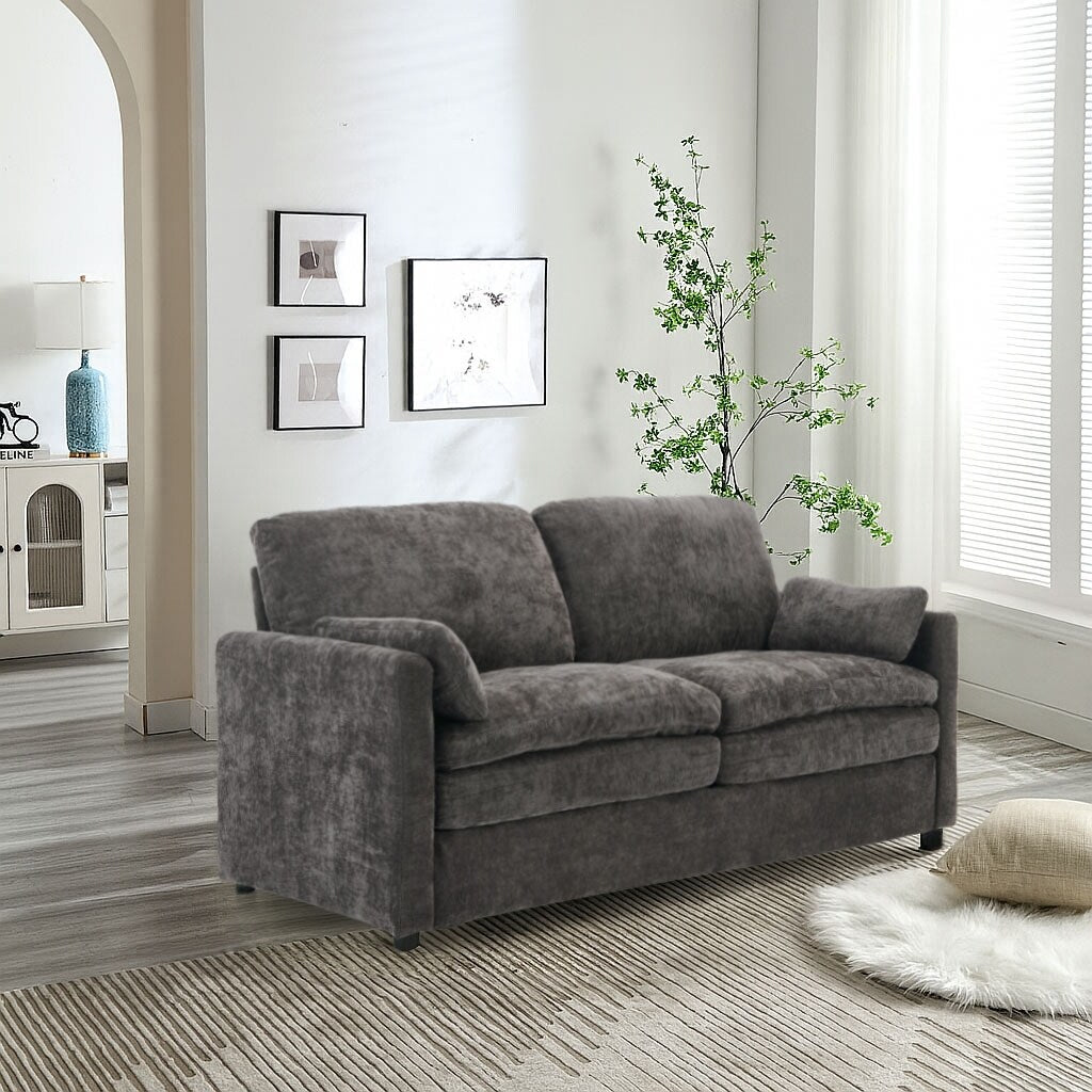 Modern Minimalist Chenille Fabric Upholstered Living Room Sofa