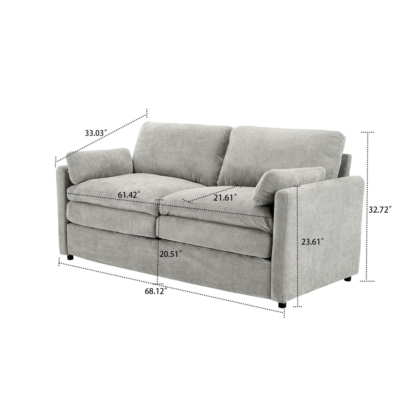Modern Minimalist Chenille Fabric Upholstered Living Room Sofa