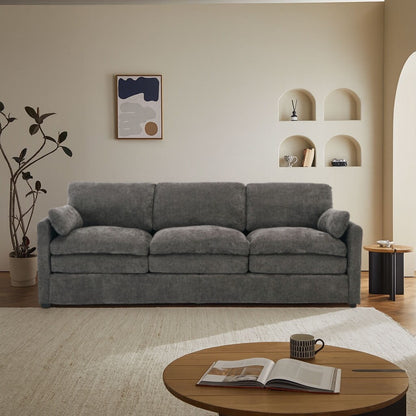 Modern Minimalist Chenille Fabric Upholstered Living Room Sofa