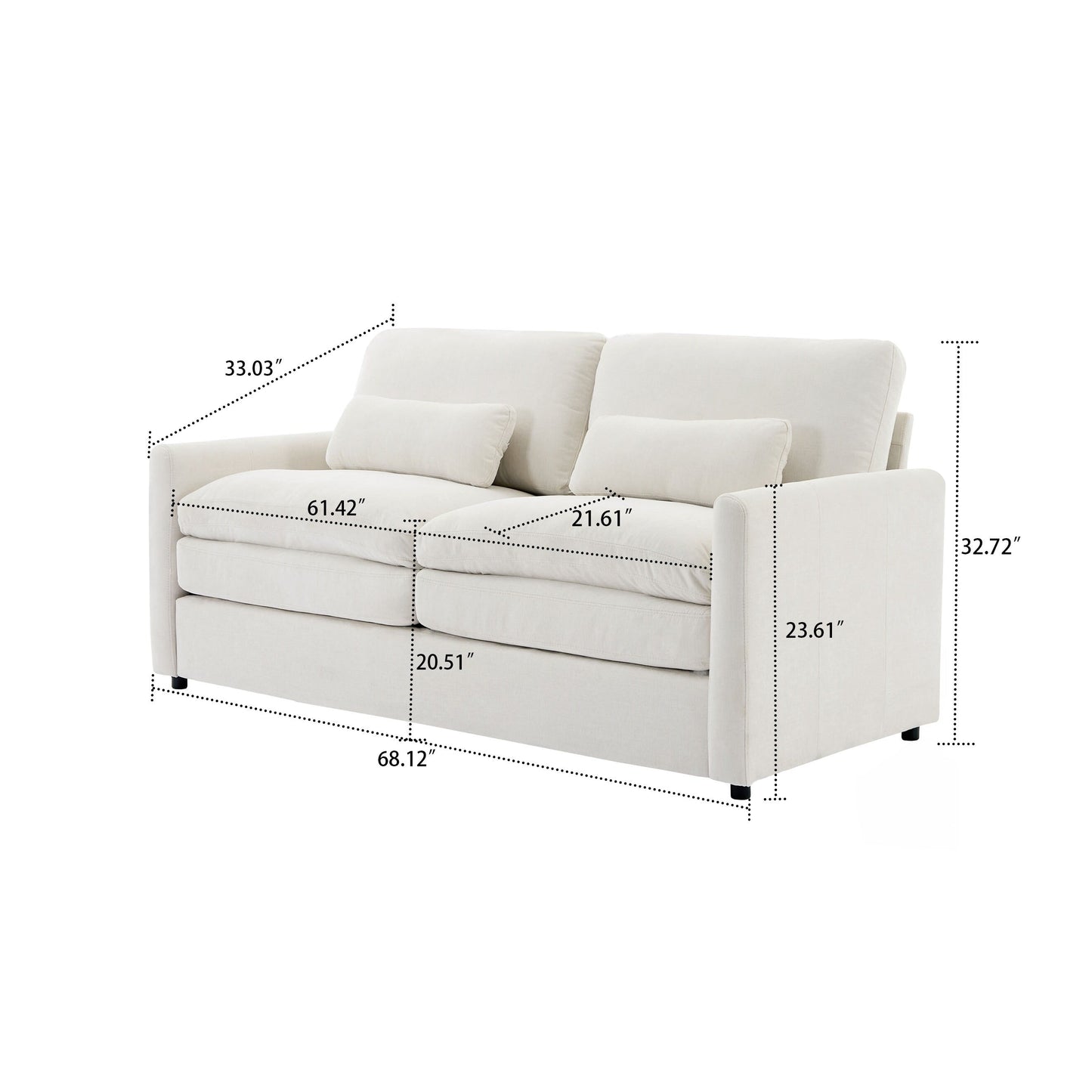 Modern Minimalist Chenille Fabric Upholstered Living Room Sofa