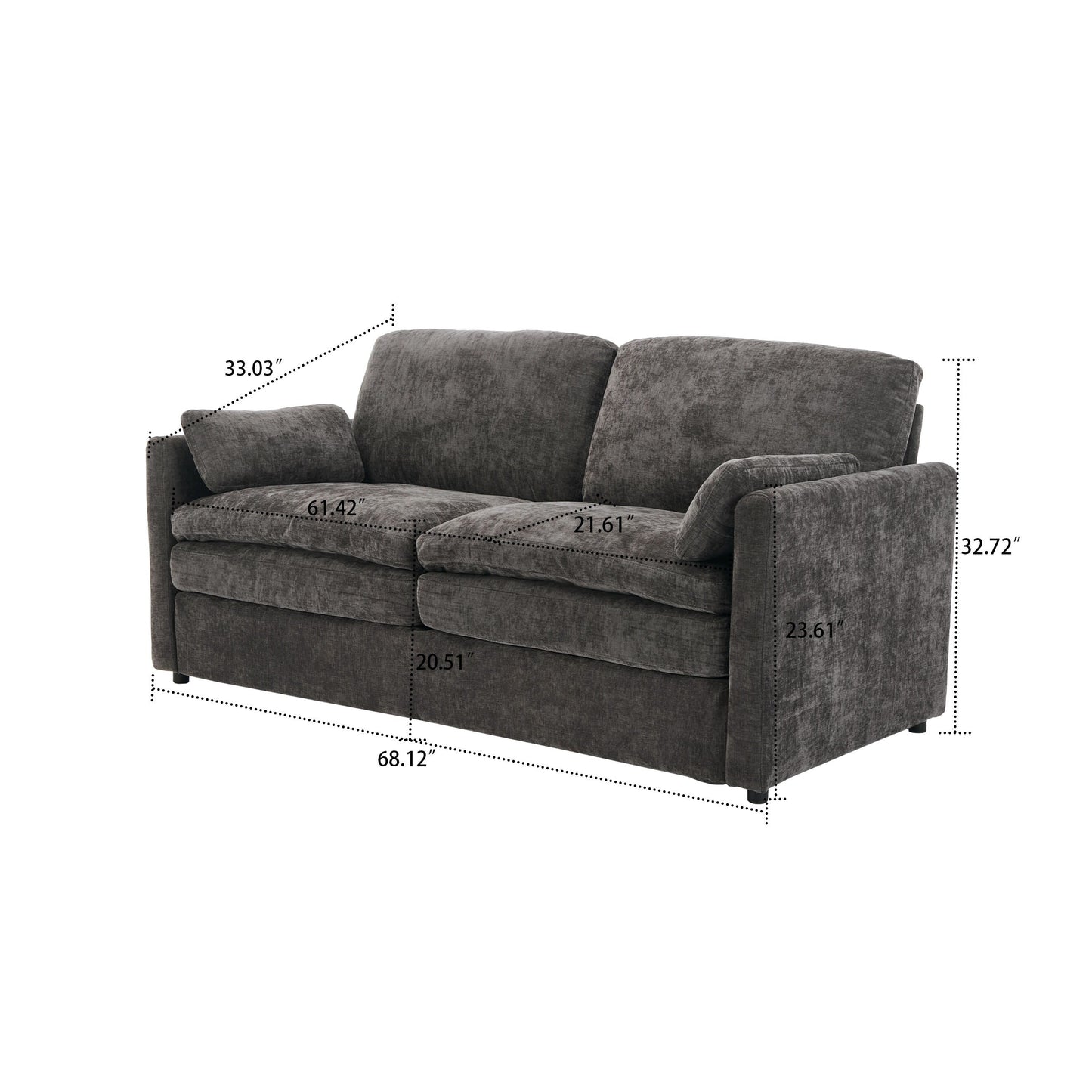 Modern Minimalist Chenille Fabric Upholstered Living Room Sofa